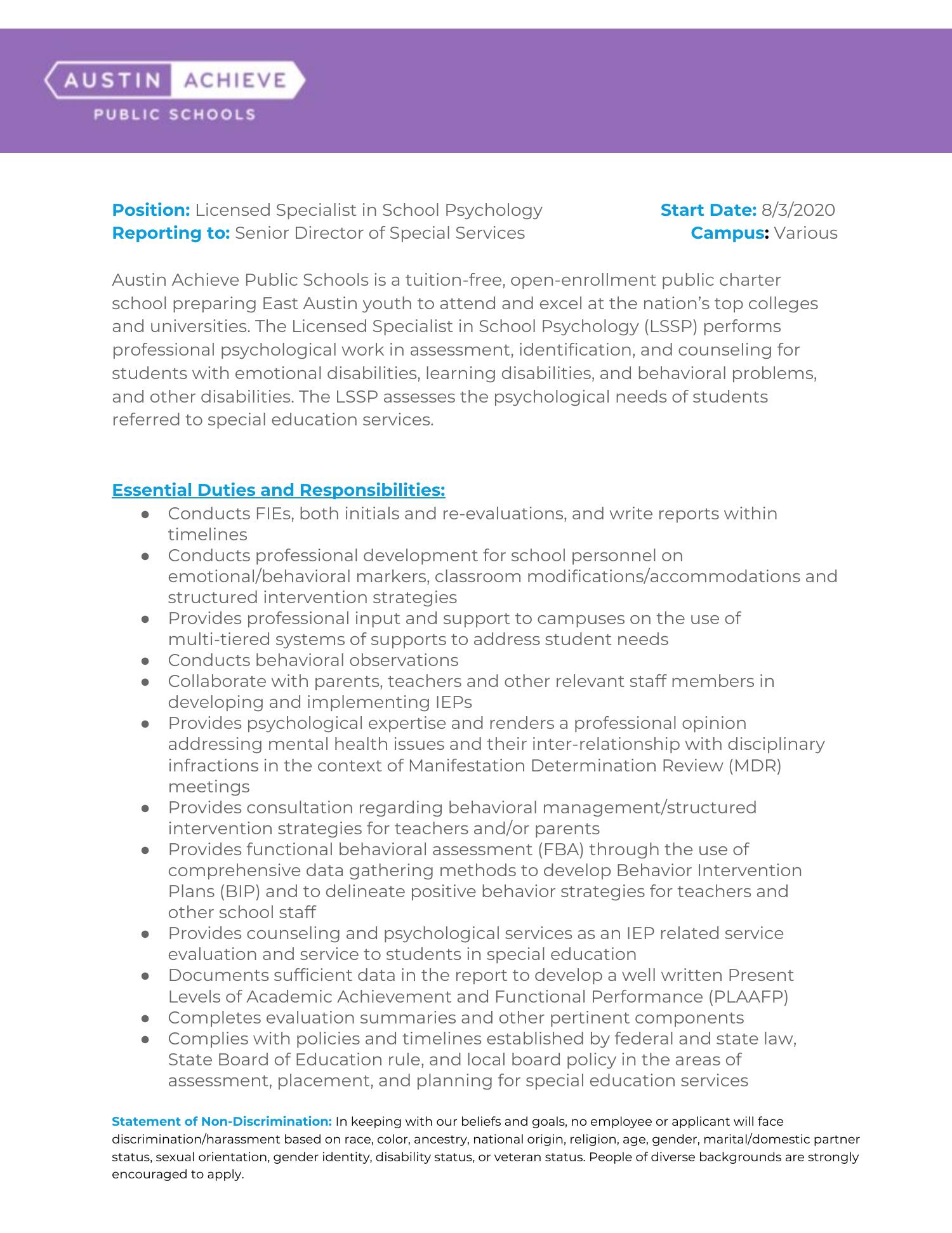 Licensed Specialist In School Psychology Meaning