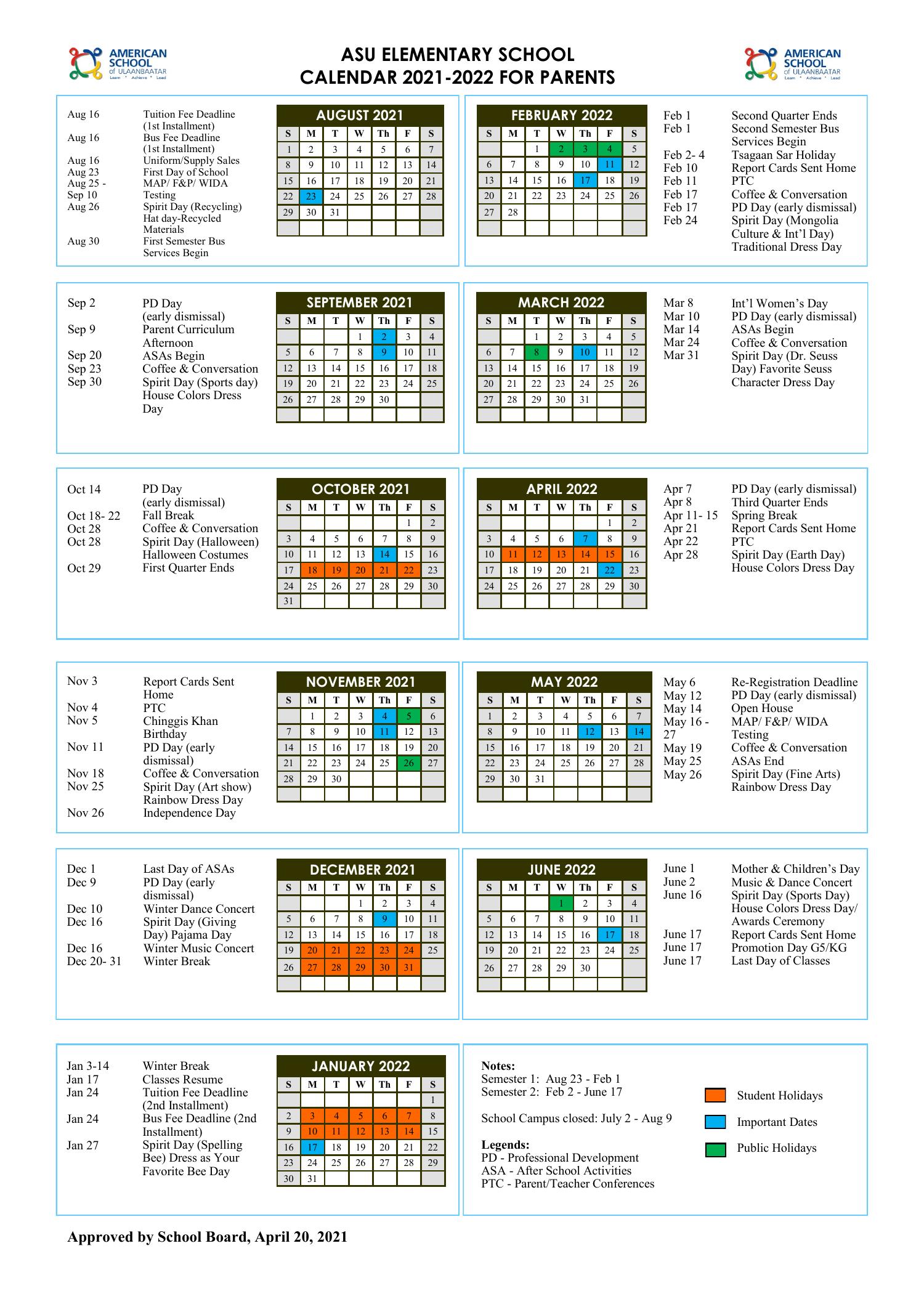 Es Calendar 2021-2022 For Parents V1.Pdf | Docdroid