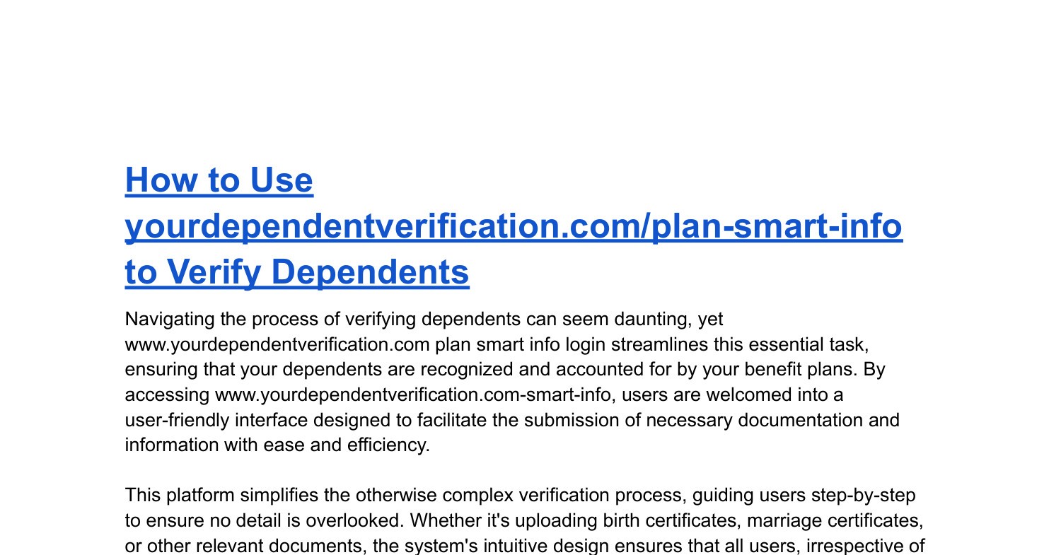 How to Use yourdependentverification_plan-smart-info to Verify  Dependents.pdf | DocDroid