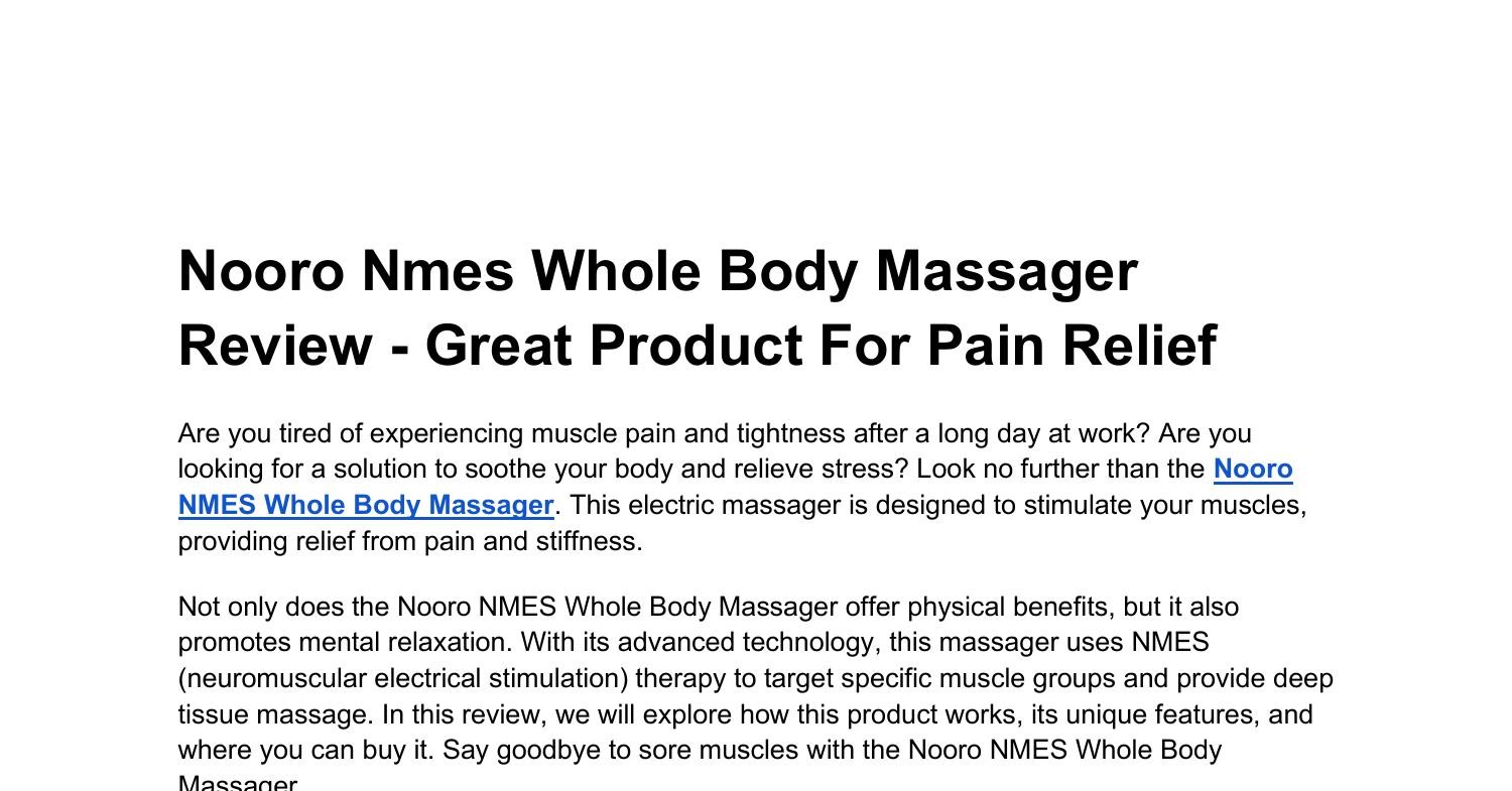 Nooro Whole Body Massager Muscle Pain Relief Device