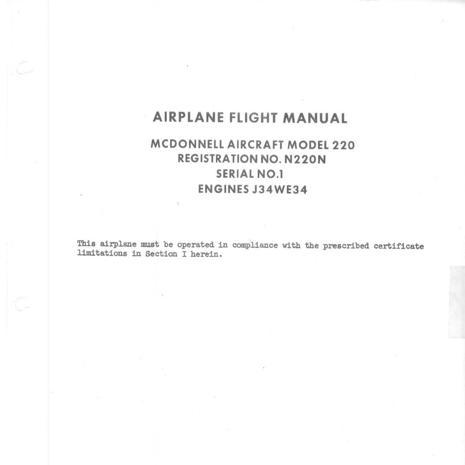 McDonnell Model 120 Airplane Flight Manual.pdf | DocDroid