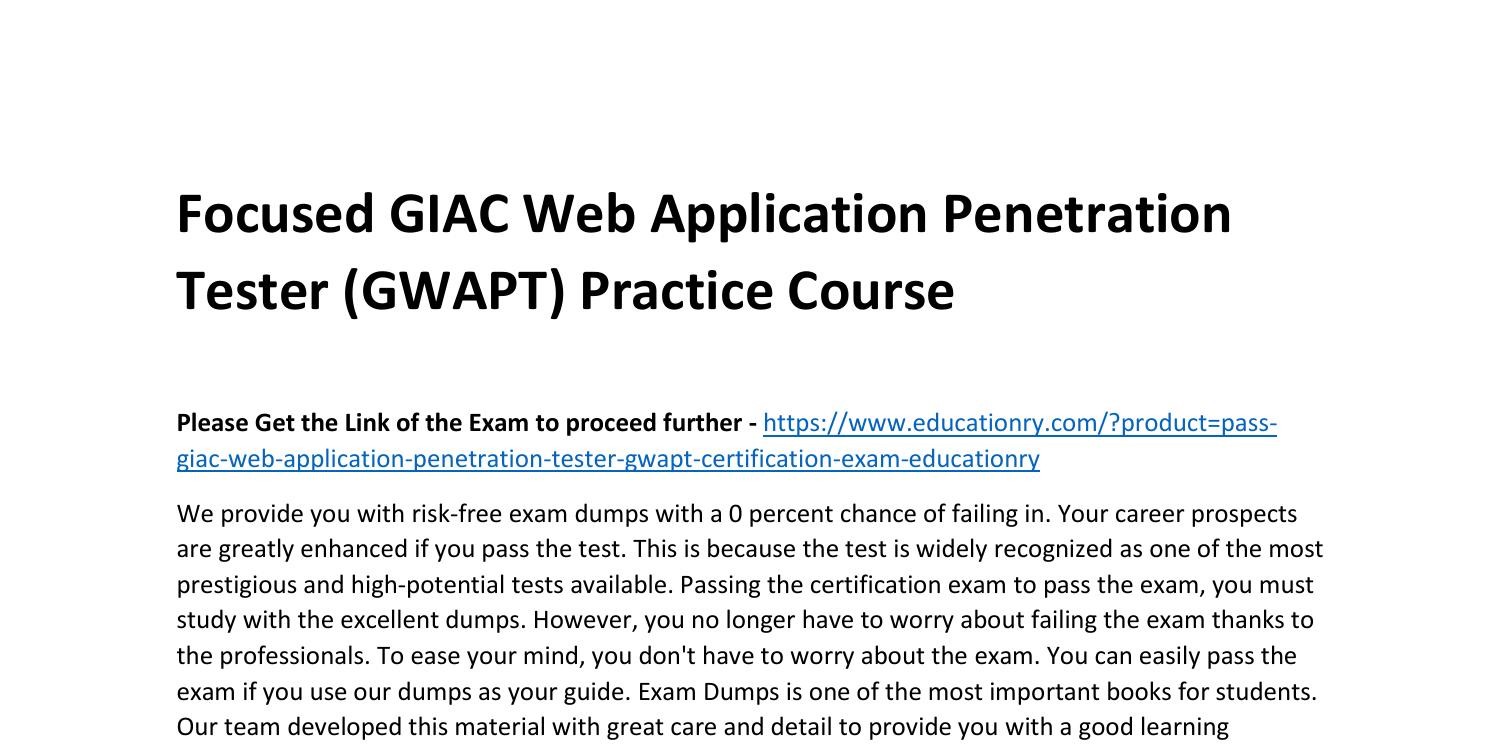 GIAC Web Application Penetration Tester